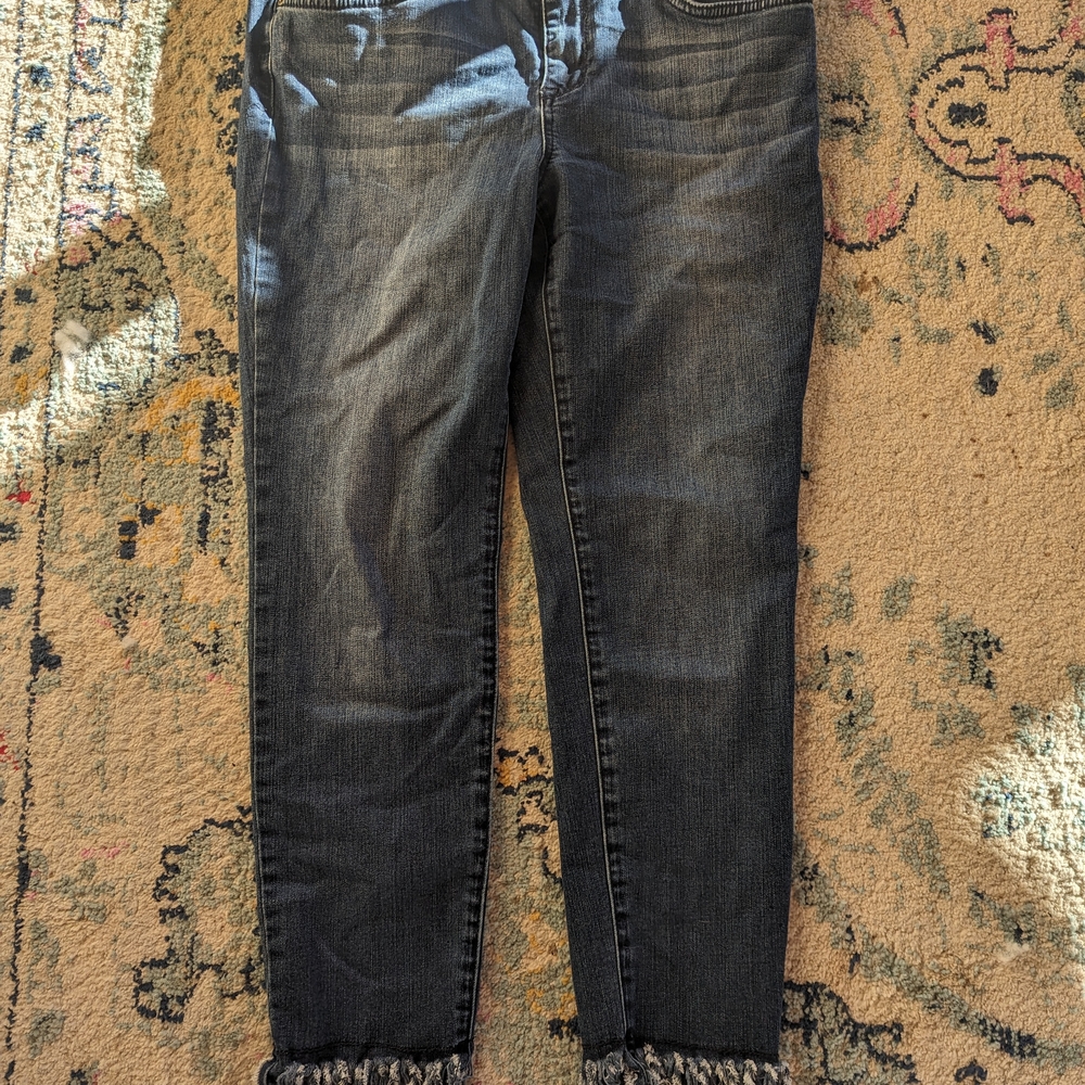 William Rast Dark Blue Cropped Jeans with Fringe - Picture 2 of 7